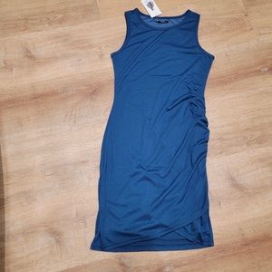 BTFBM blue sleeves dress.  Small.  Ruching on left side.  Rayon/polyester.